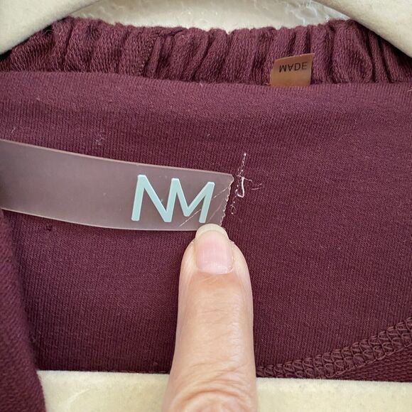 NM Neiman Marcus Drape Front Cardigan‎ Burgundy Maroon Cotton Blend Small - Picture 2 of 9